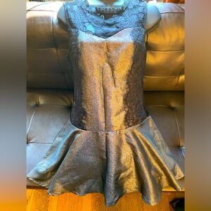 Grey & Black Lace Trim Cocktail Dress